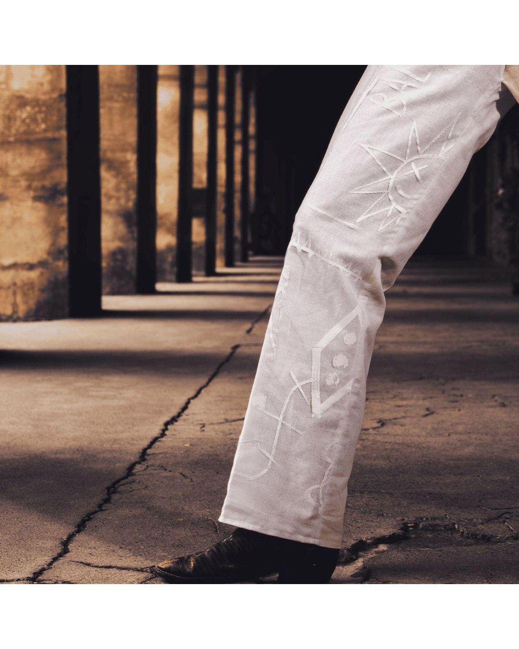 Maison Louis White Linen And Cotton Trousers for men