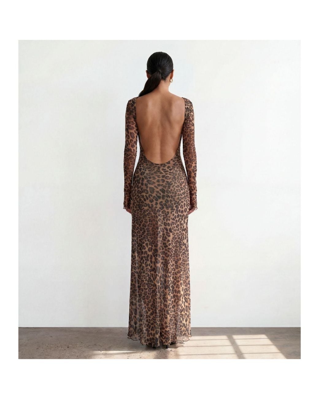 Alia Studio Brown Lueur Maxi Mesh Dress