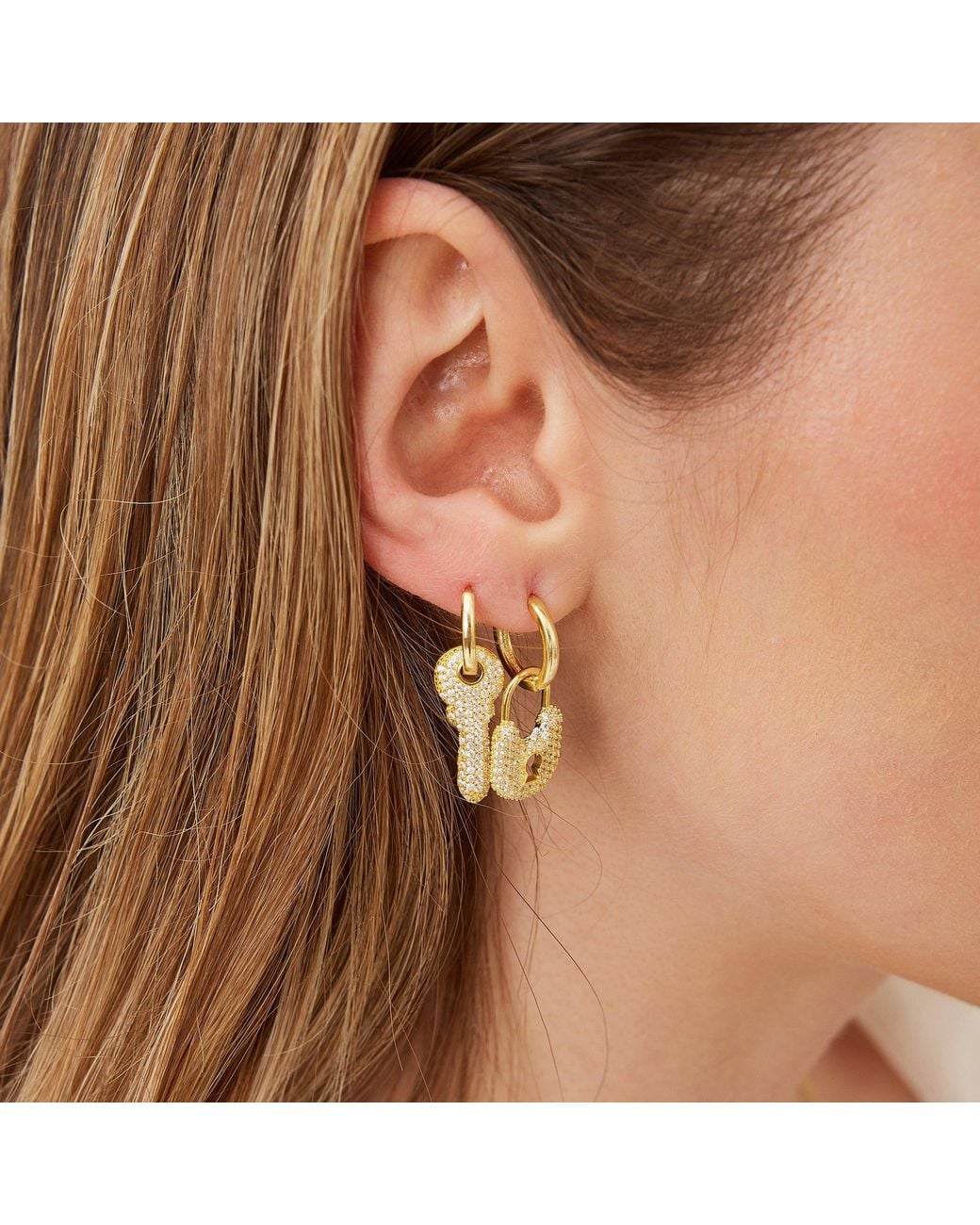 Spero London Metallic Key Color Hoop Sterling Earring