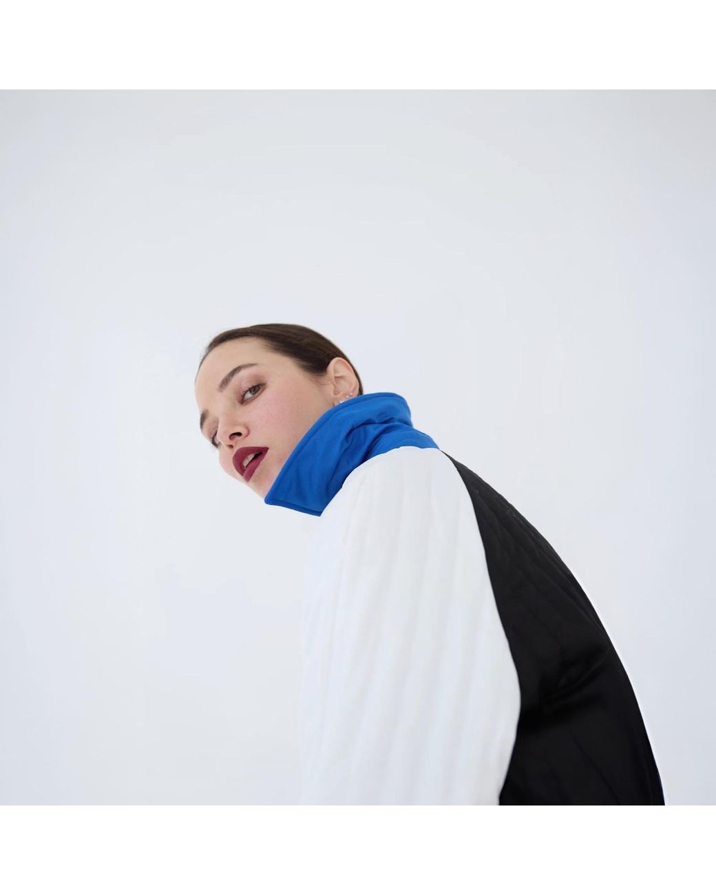 London Atelier Byproduct Blue Patchwork Colour Block Quilt Long Jacket