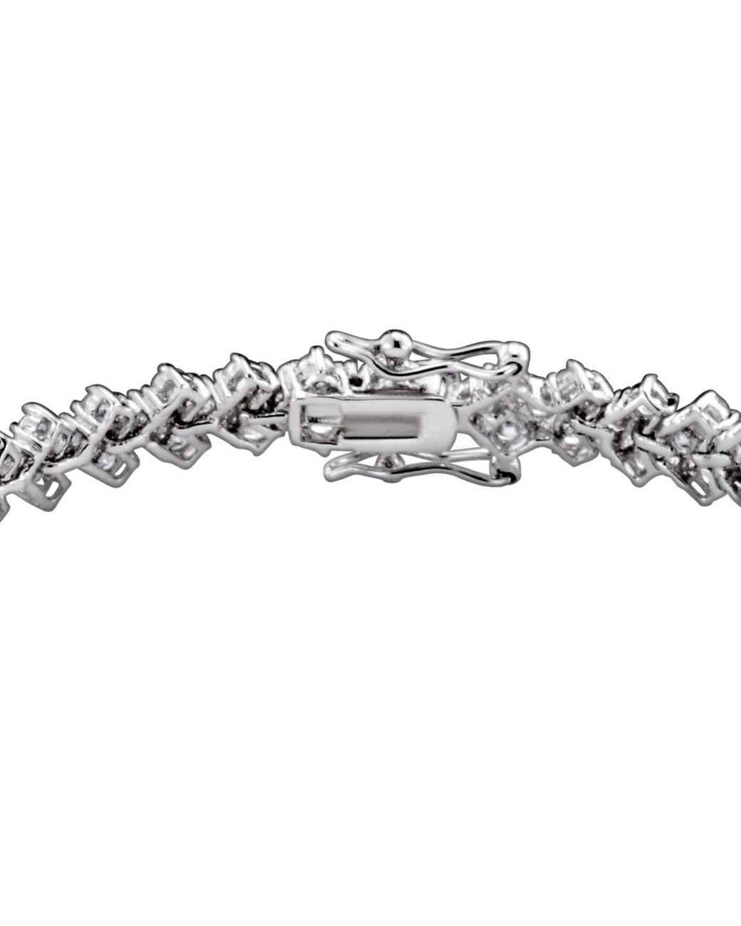 Genevive Jewelry Blue Sterling Plated With Clear Cubic Zirconia Three Row Tennis Bracelet