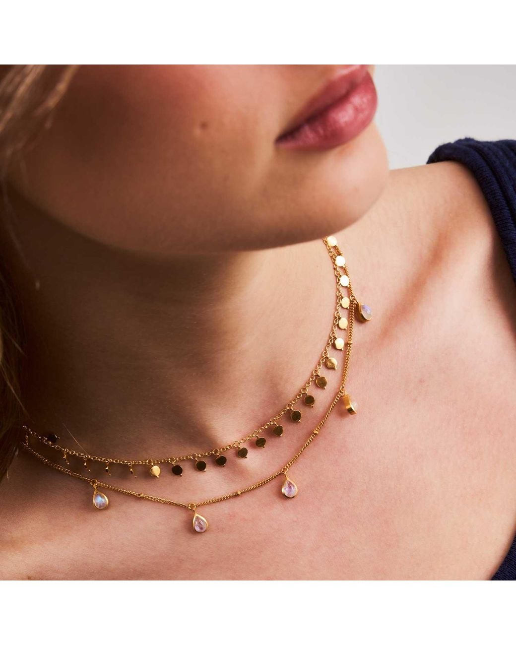 Moon London Metallic Multi Disk Choker Necklace