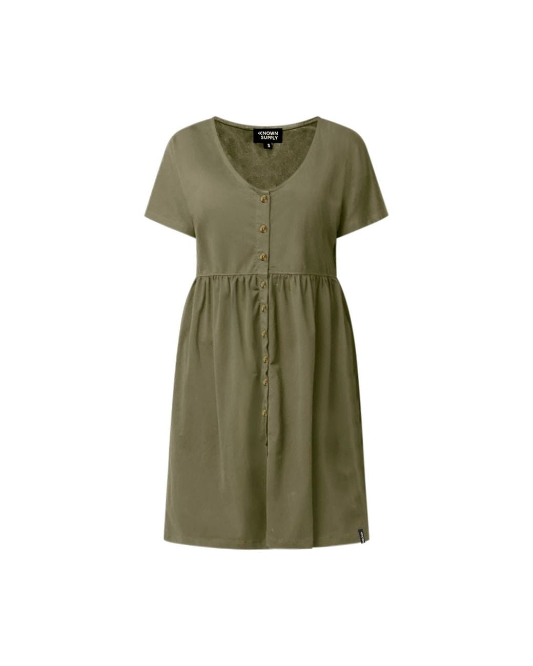 Known Supply Green Cotton Button Up Dress