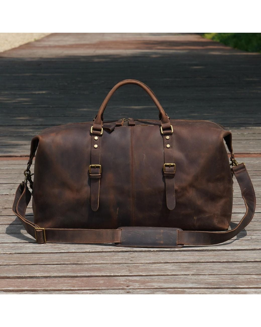 Touri Black Extendable Leather Travel Bag for men