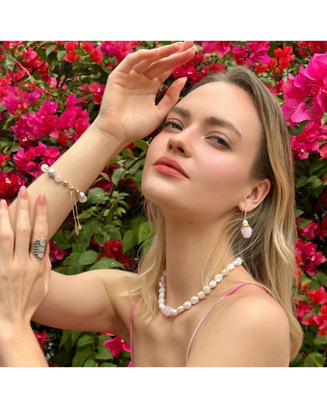 Farra Pink Raspberry With Freshwater Pearls Earrings