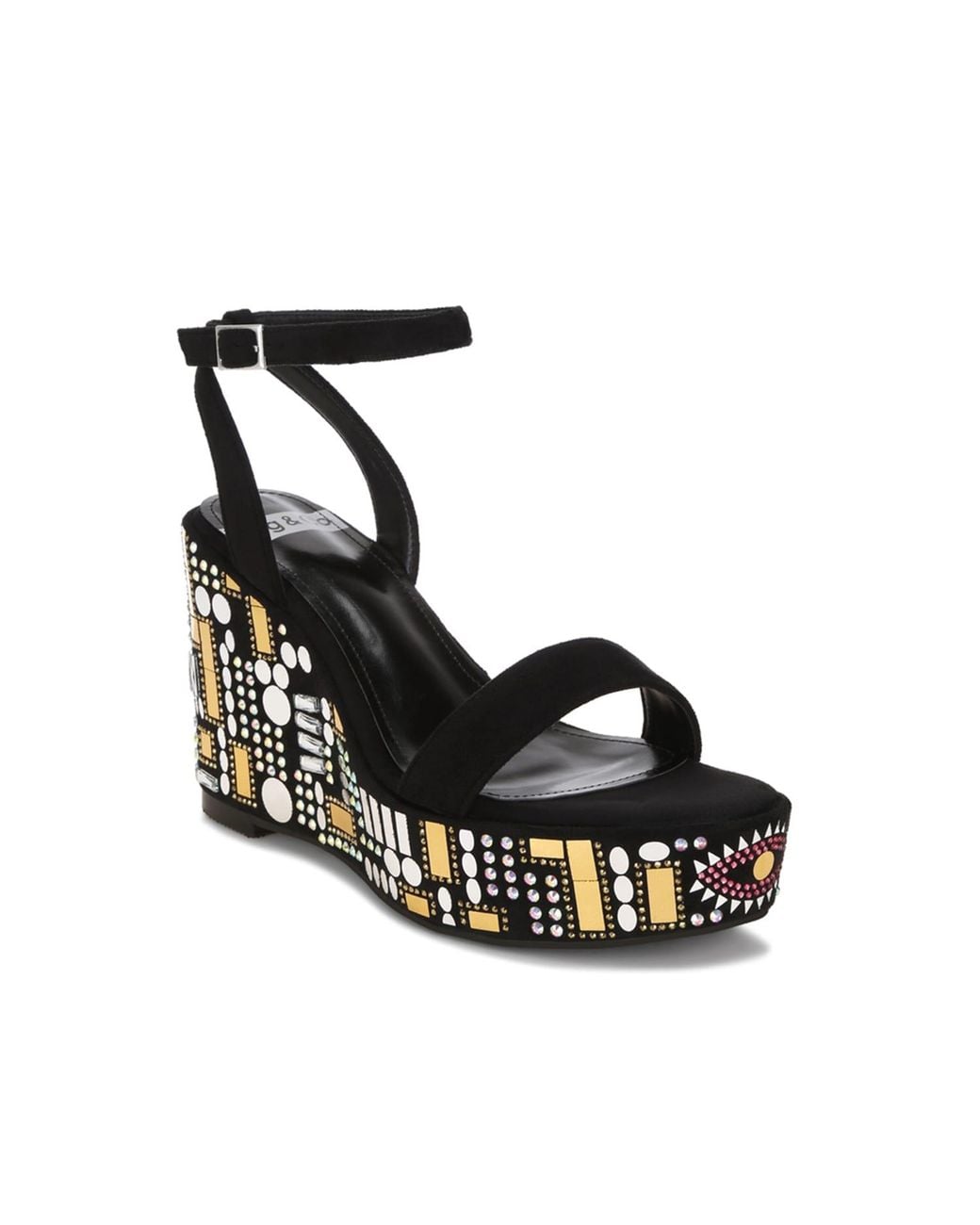 Rag & Co Brown Metropolis Mosaic Embellished Wedge Party Sandals