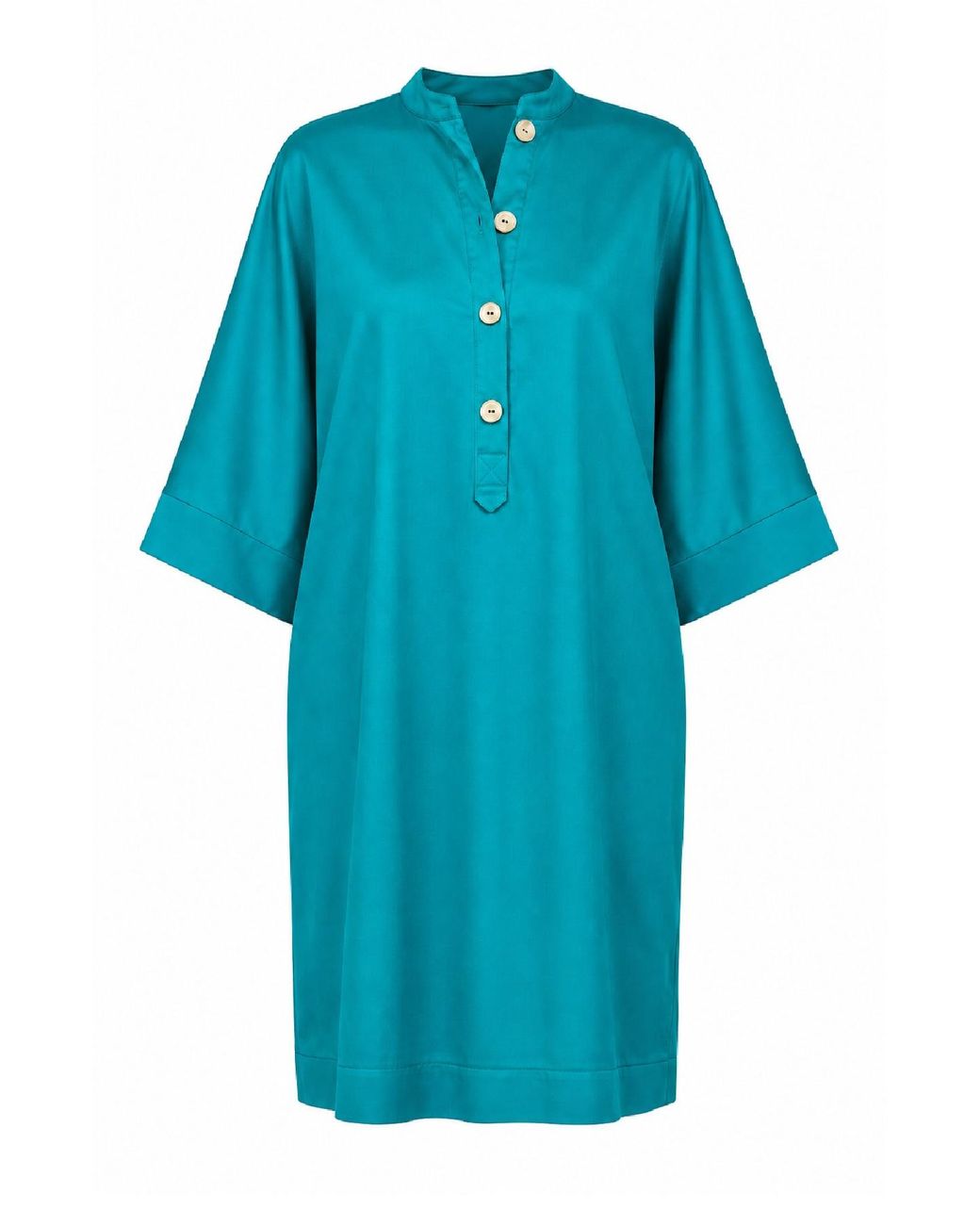 Conquista Blue Effortless Button Tunic Dress