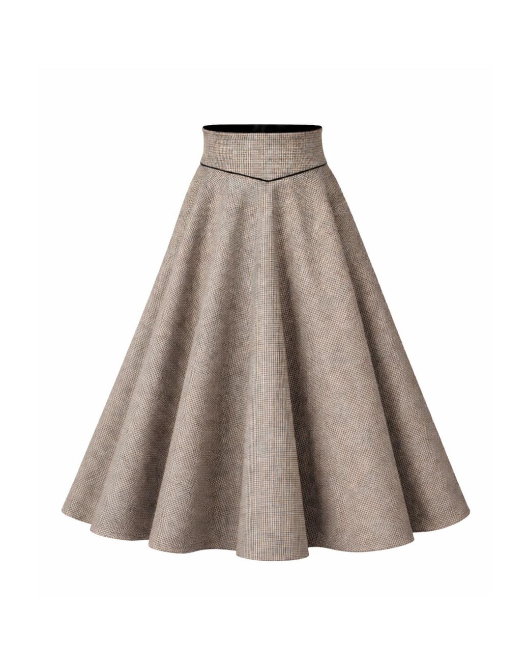 Nikka Place Gray Flare Wool Skirt With High Waist