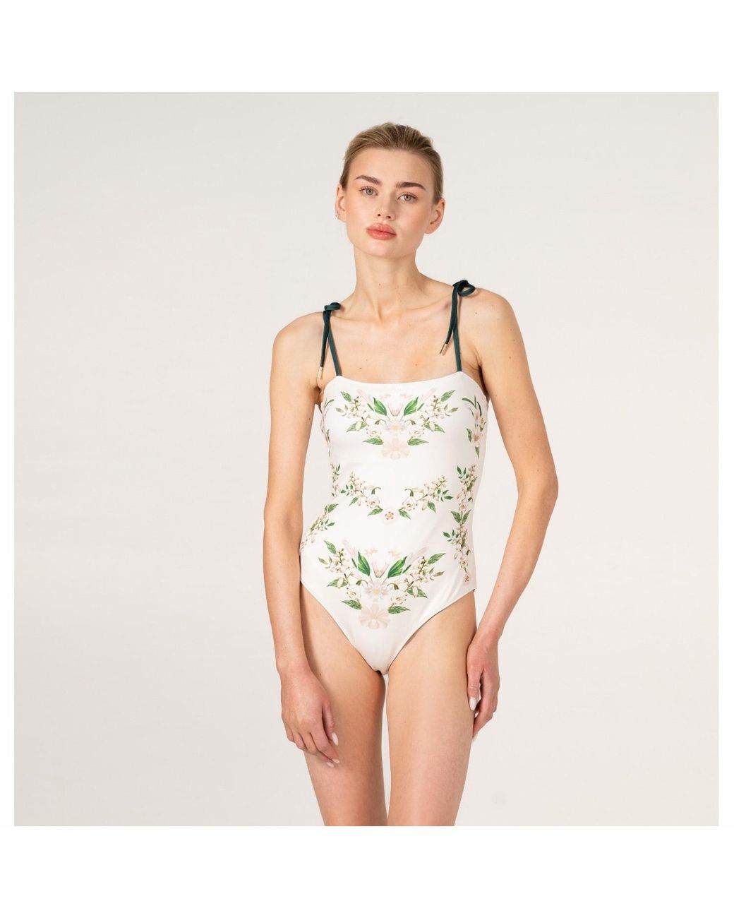 Jessie Zhao New York Green Lily Garden Reversible One Piece Swimsuit