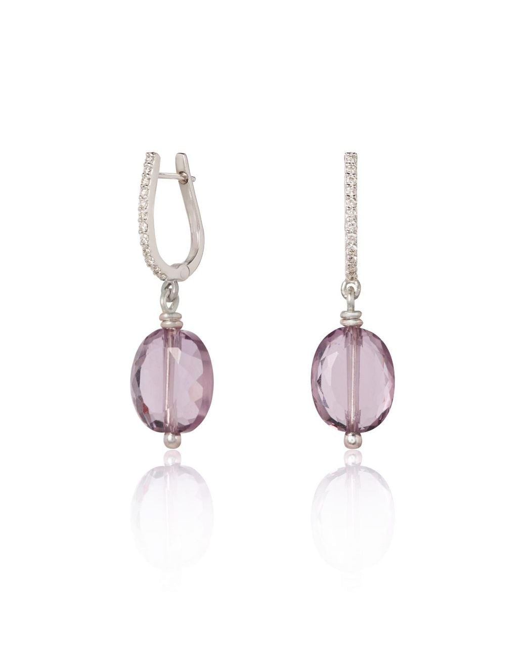 Kaizarin Pink Dazzling Diamond Amethyst Drop Earrings