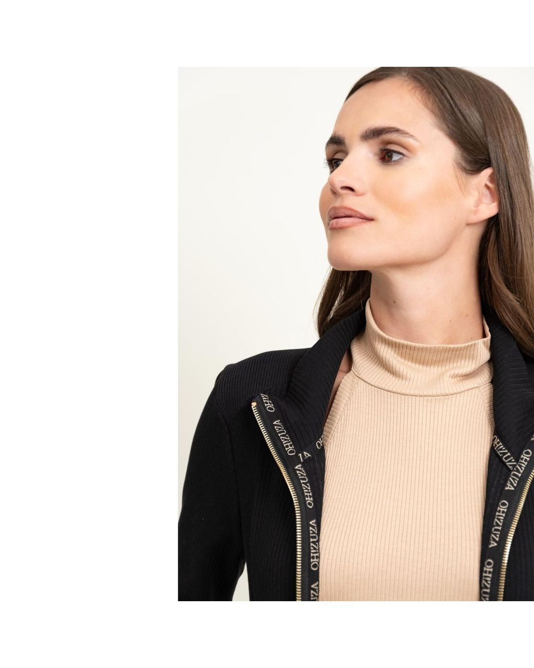 Oh!Zuza Brown Neutrals Ribbed Viscose Halterneck Top