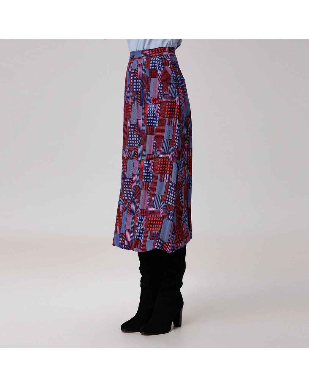 Smart and Joy Purple Graphic Print Trapeze Midi Skirt