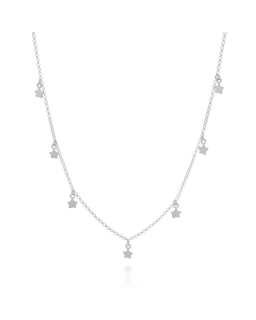 Nellou Jewellery Metallic Floating Star Charm Necklace Sterling