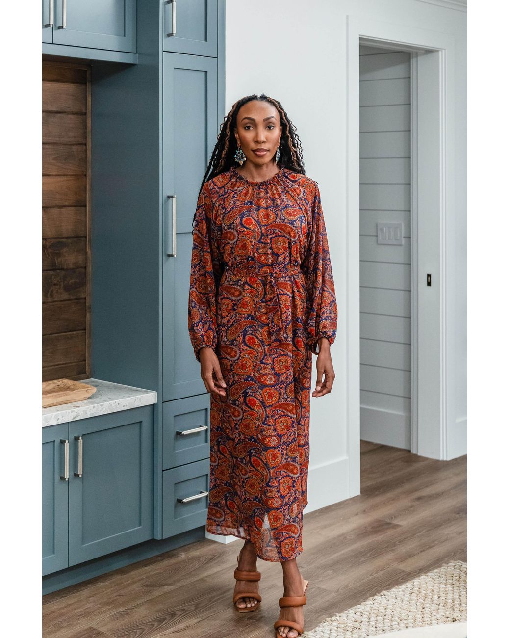 Jennafer Grace Red Sienna Paisley Midi Dress