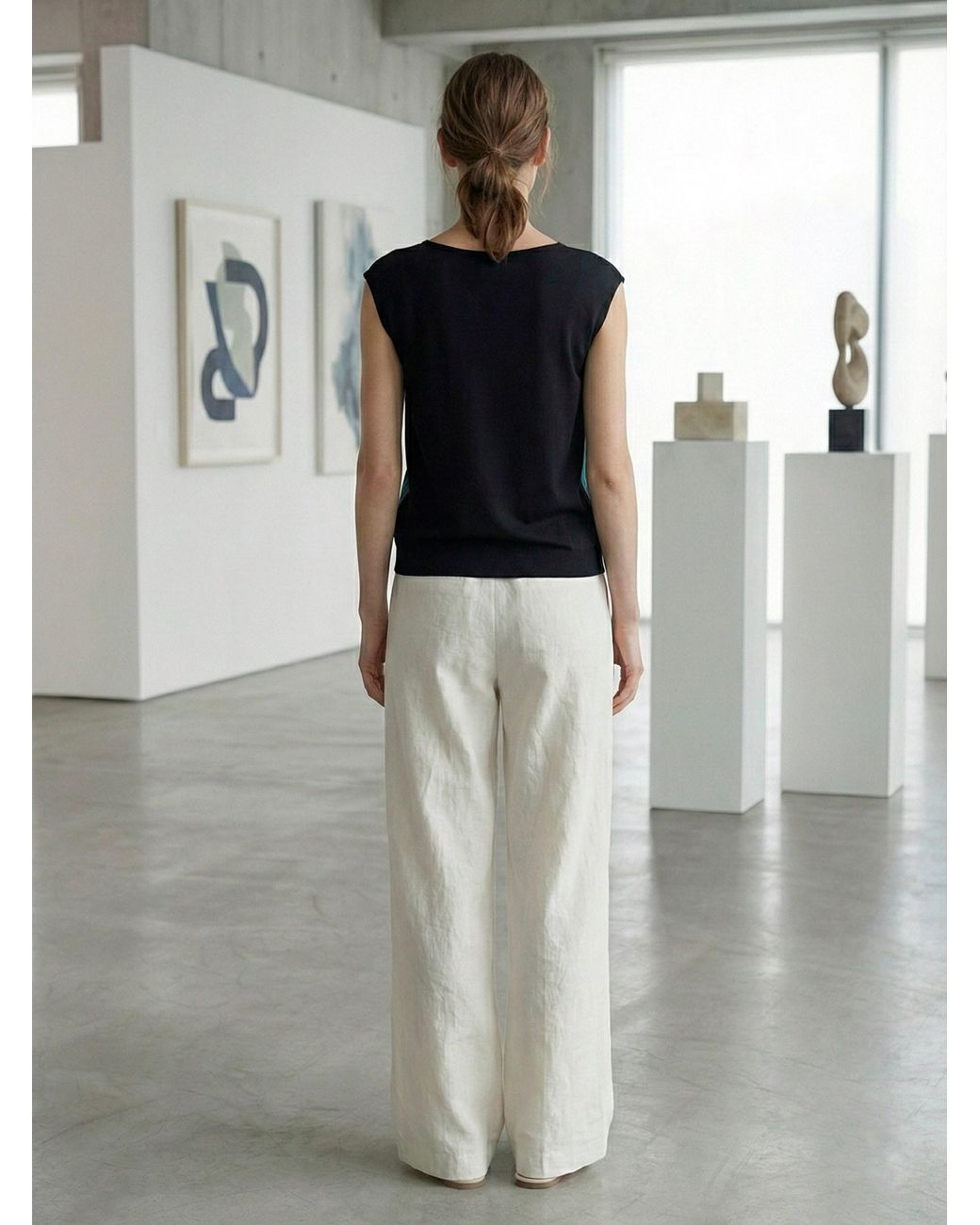 Conquista Blue Geometric Stripe Sleeveless Top — Modern Lines, Bold Color & Effortless Sophistication