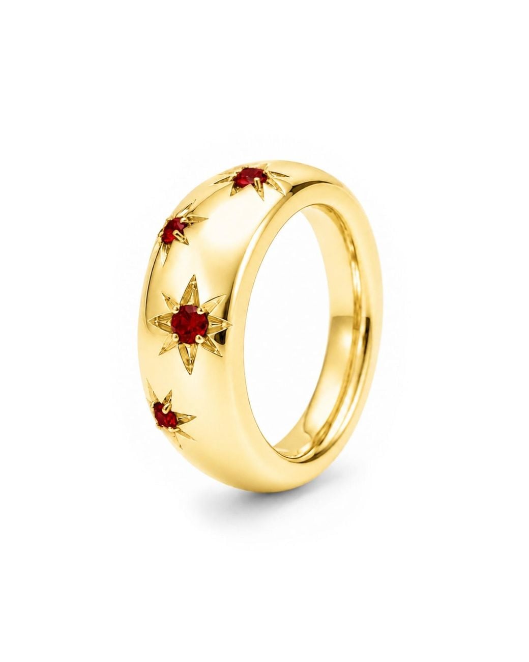 Unaloe Metallic Quartz Starburst Wide Band Ring – Plated Sterling