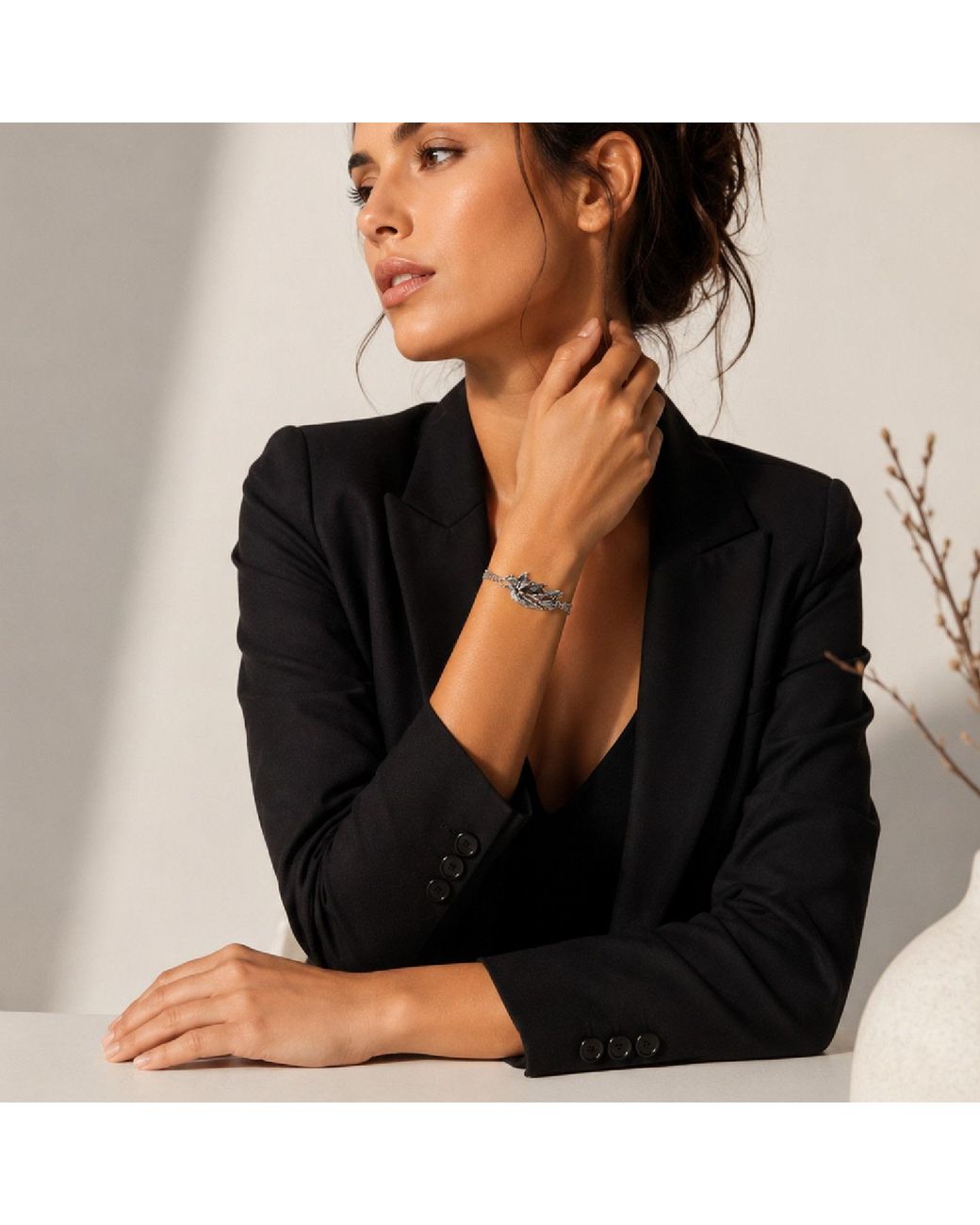 Unaloe Metallic Sterling Leaf Bracelet Adjustable – Handmade Botanical Jewelry With Italian Craftsmanship