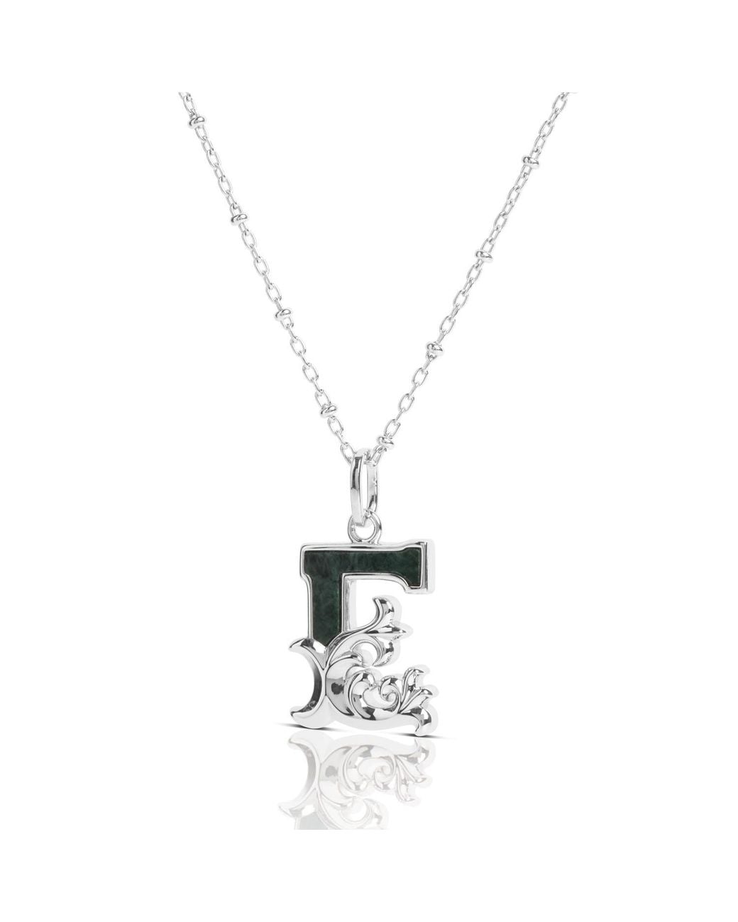 Kasun Metallic Solid E Initial Necklace With Marble