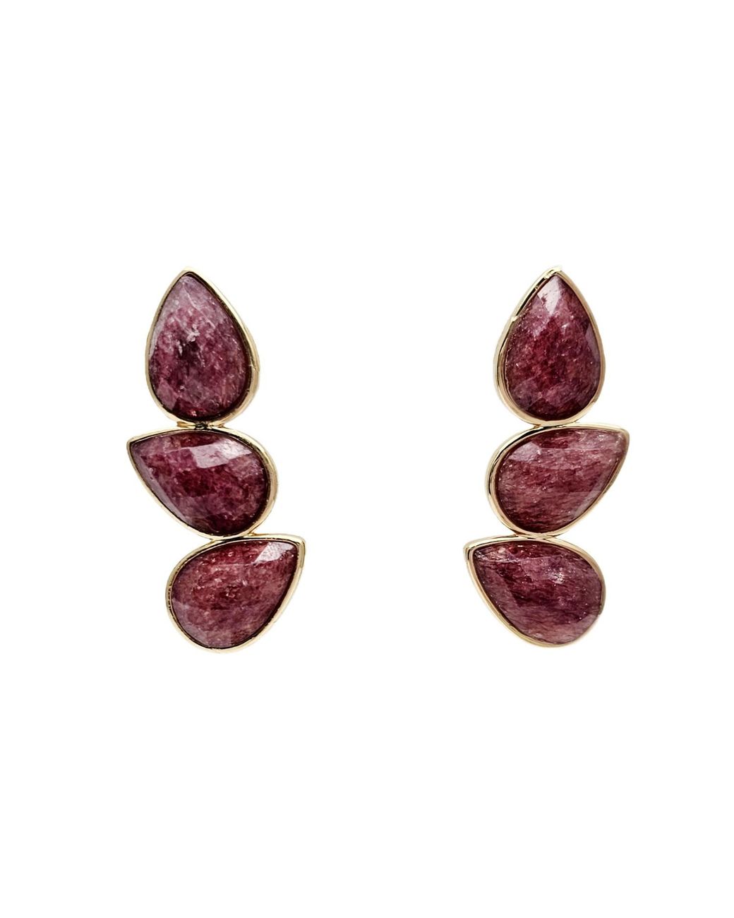 Farra Red Strawberry Quartz Statement Stud Earrings