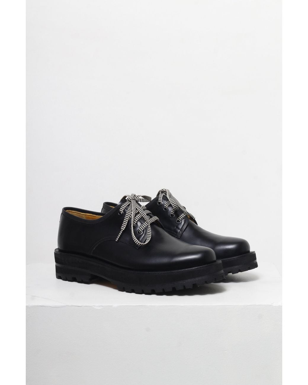 Mafalda Black Leather Lace-Up Loafers