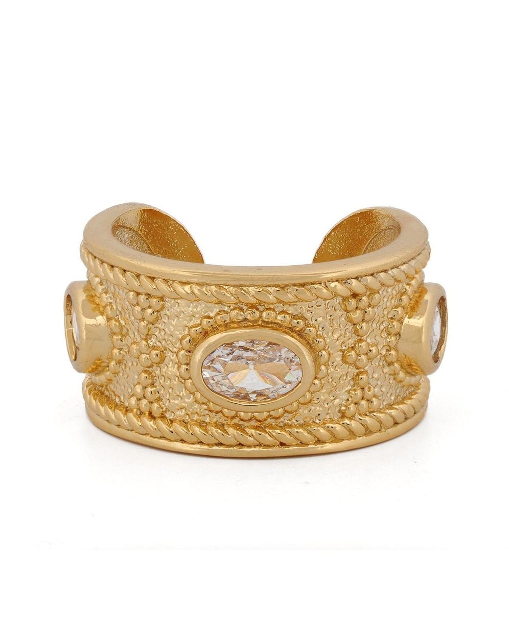 Ebru Jewelry Metallic Queen Cleopatra Diamond Energy Cuff Adjustable Ring