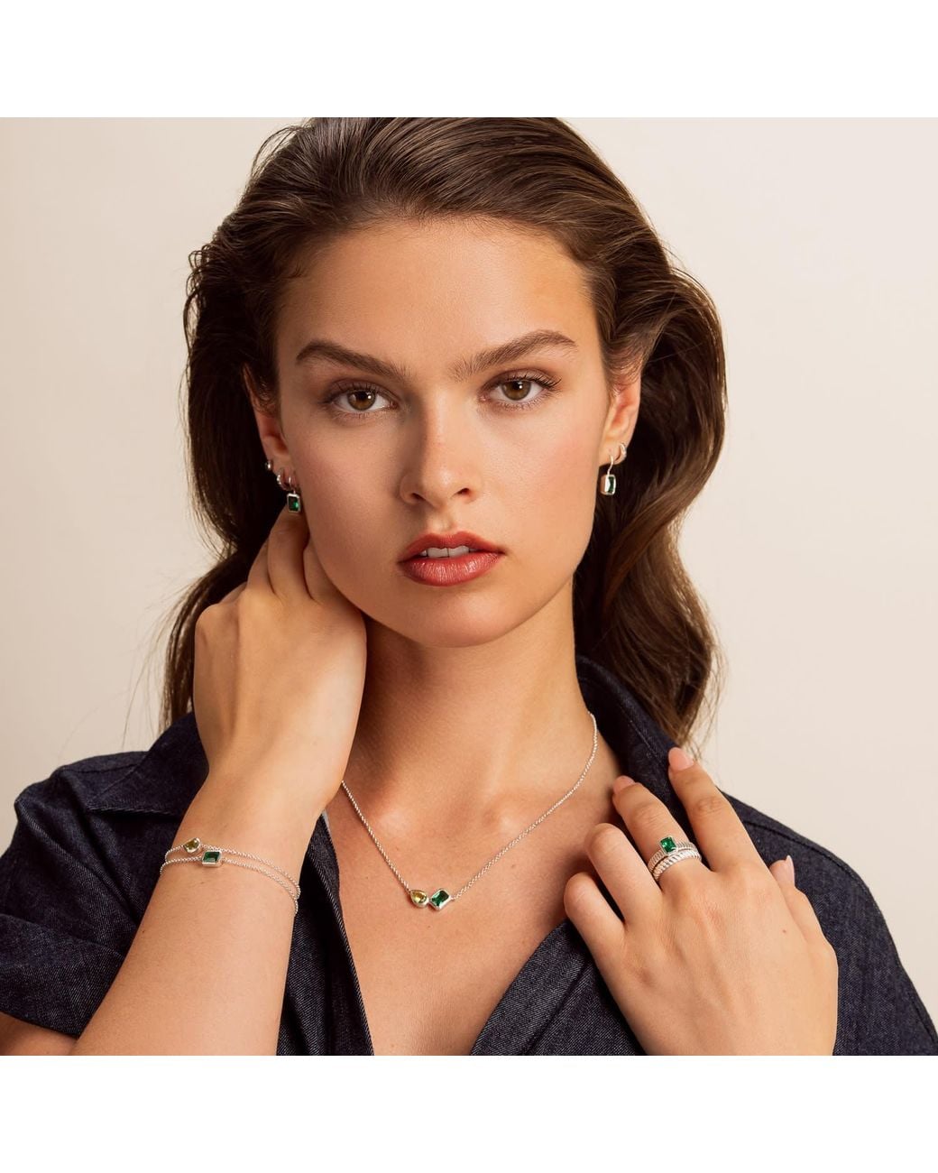 Dower & Hall Metallic Garnet & Peridot Duo Tutti Frutti Necklace