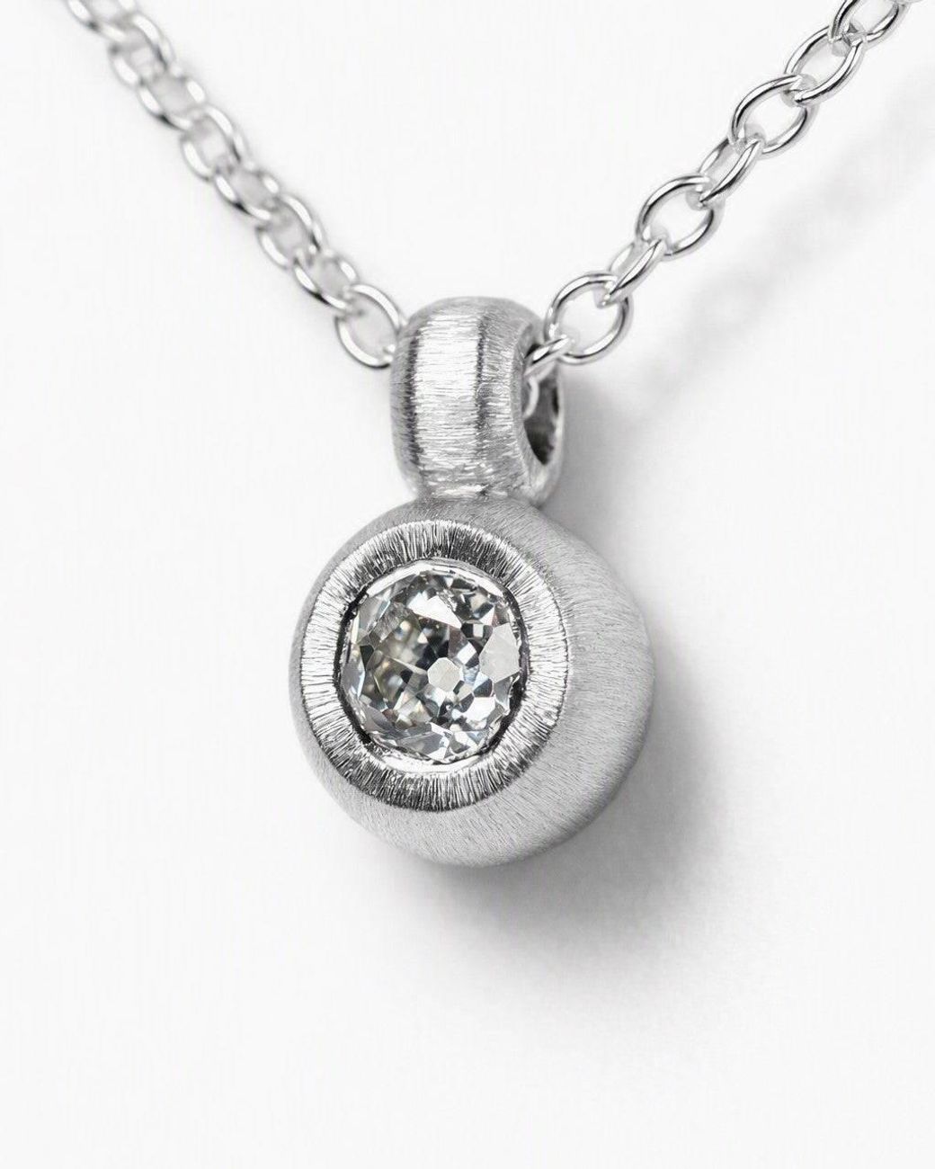 Adrian Ashley Metallic Pendant Featuring An Antique Old-Cut Diamond Reclaimed From Vintage Jewellery Made