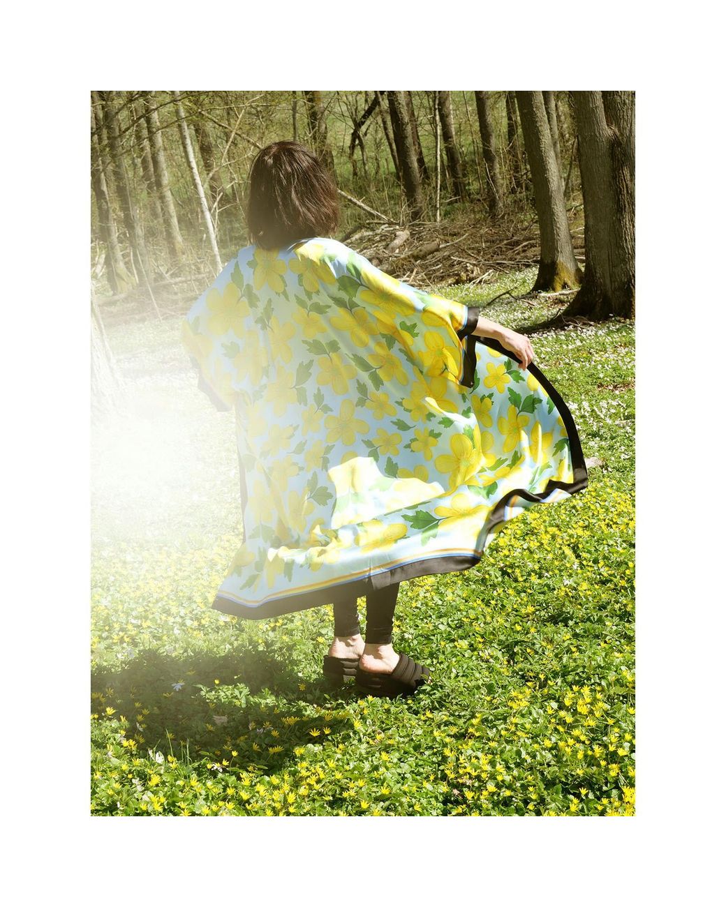 Kueen Yellow Silk Kimono Spring Flower