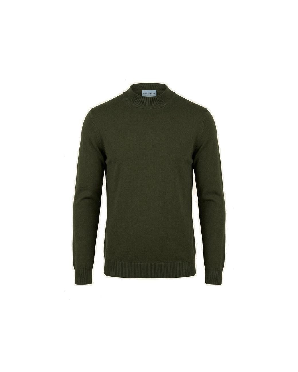 Ron Tomson Green Mock Neck Relaxed Sweater for men