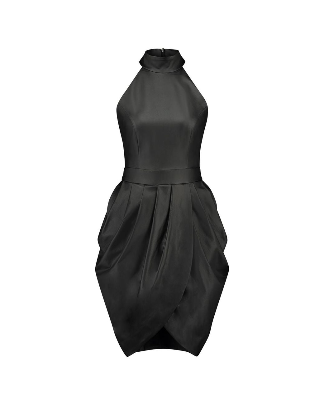 Monique Singh Black Faux Leather Midi Cocktail Dress