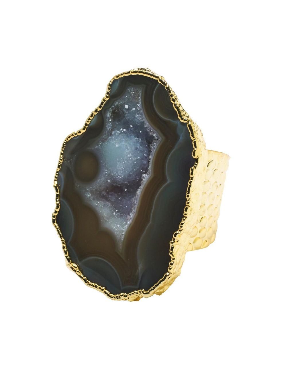 YAA YAA LONDON Metallic Neutral Mega Gemstone Gold Statement Ring