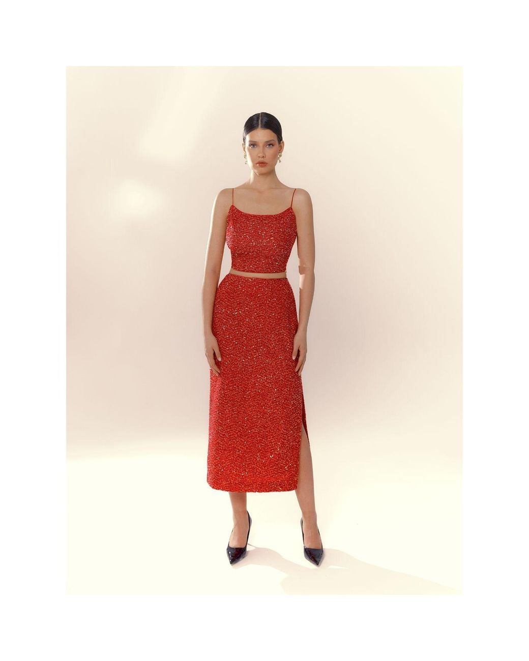 Elsava Red Riva Sequin Top