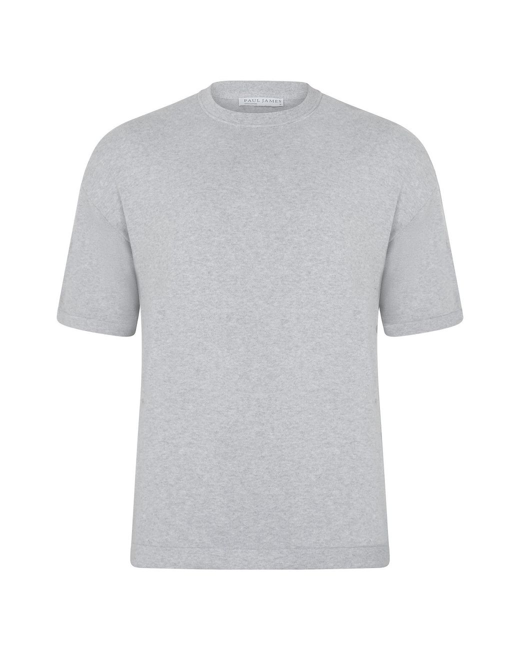Paul James Knitwear Gray Lightweight Cotton Ewan Oversized Knitted T-Shirt for men