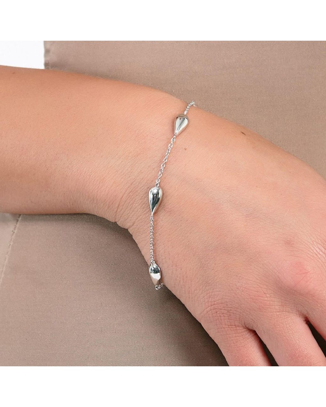 Lucy Quartermaine Metallic Solid Sterling Station Tear Drop Bracelet