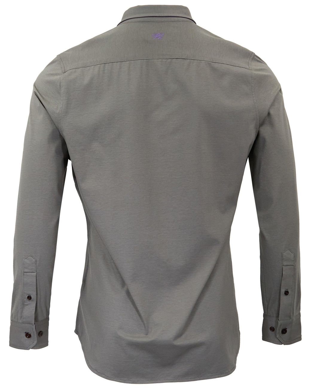 Lords of Harlech Gray Simon Sage Stretch Jersey Long-Sleeve Shirt for men