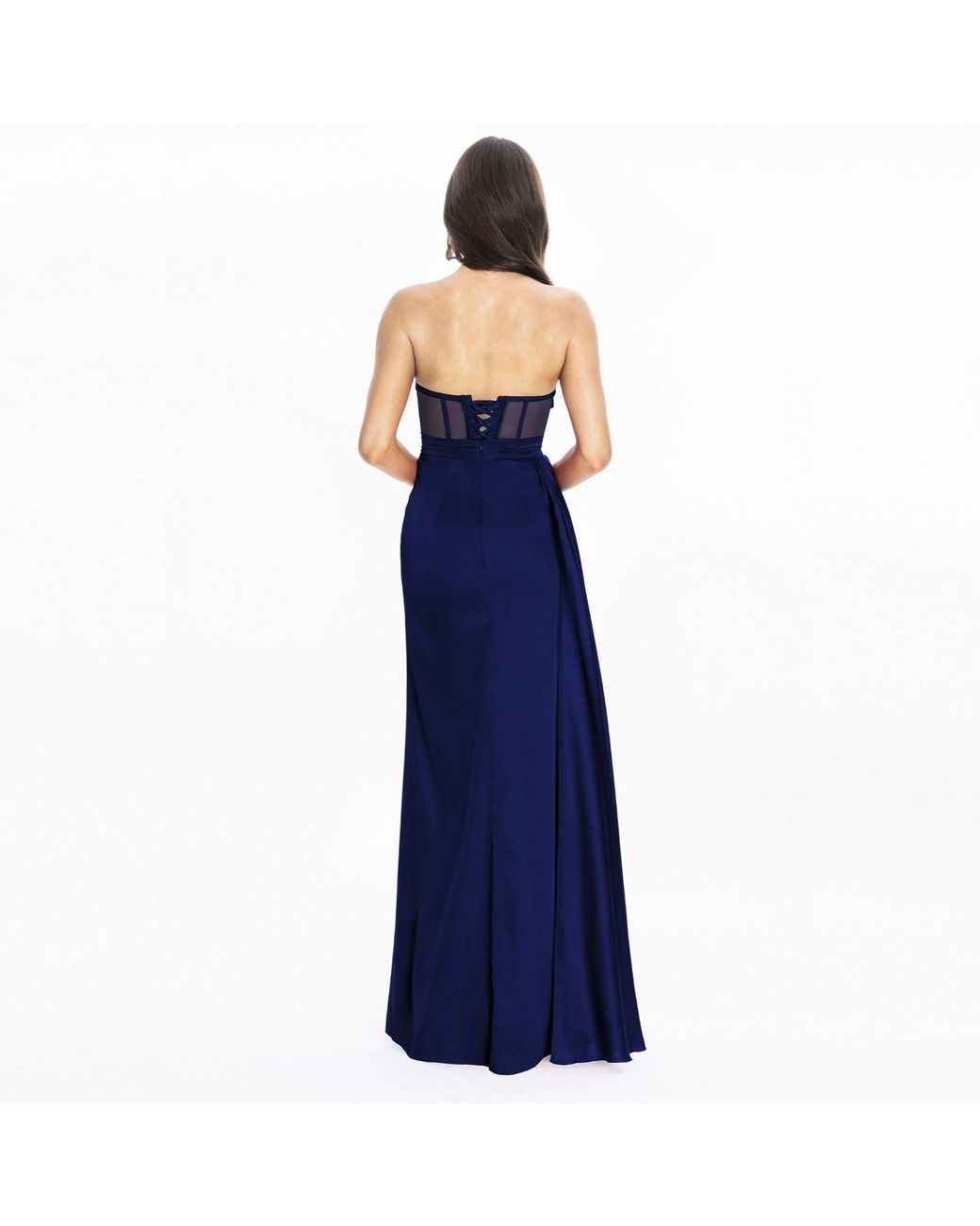 Angelika Jozefczyk Blue Satin Corset Evening Gown Napoli