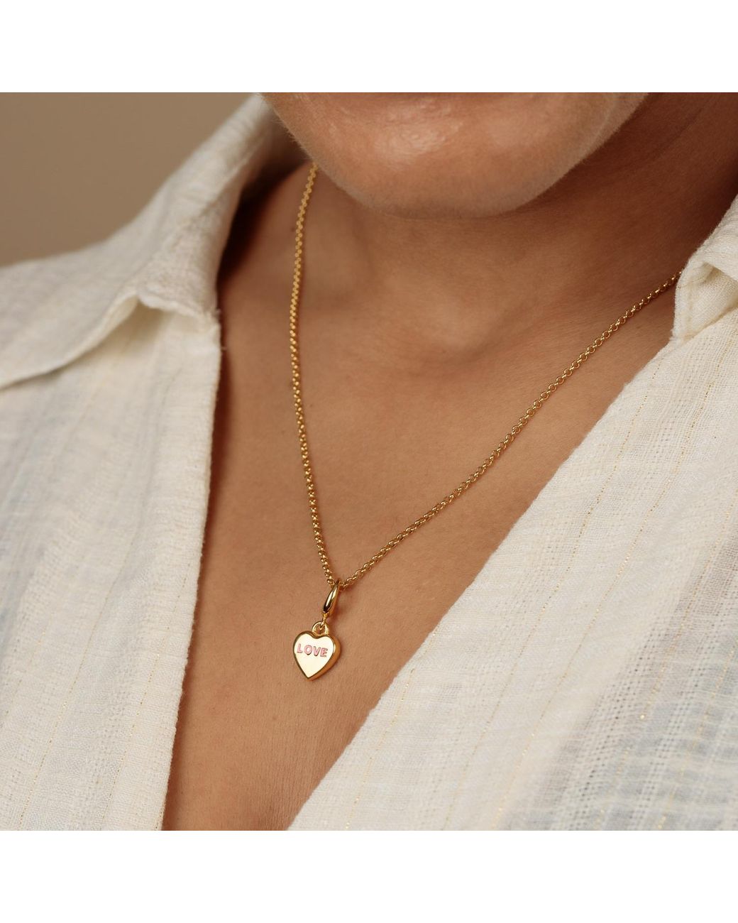 Lily Charmed Metallic Plated Love Heart Sweet Charm Necklace