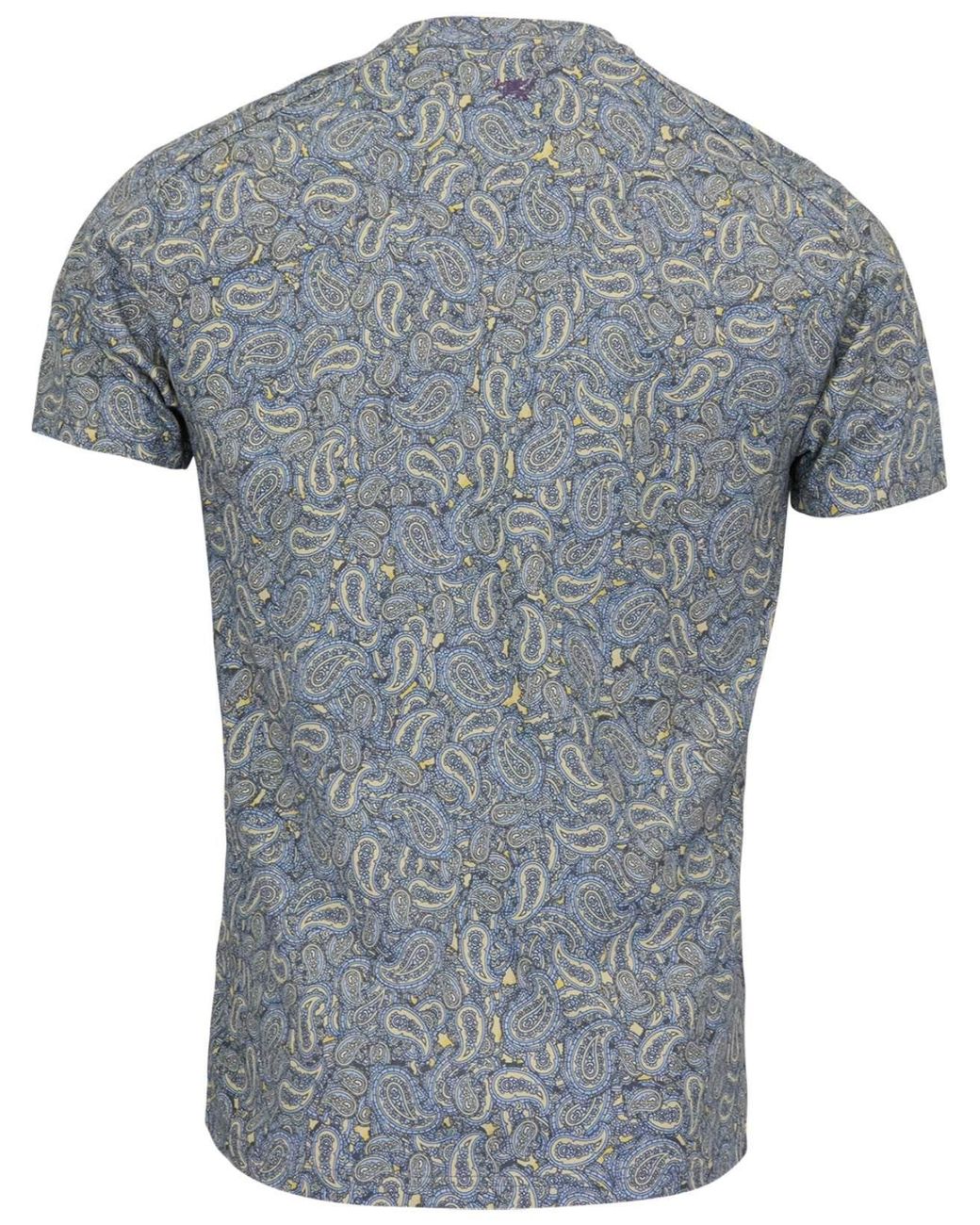 Lords of Harlech Gray Maze Paisley Pile Sunshine Vneck Tee for men