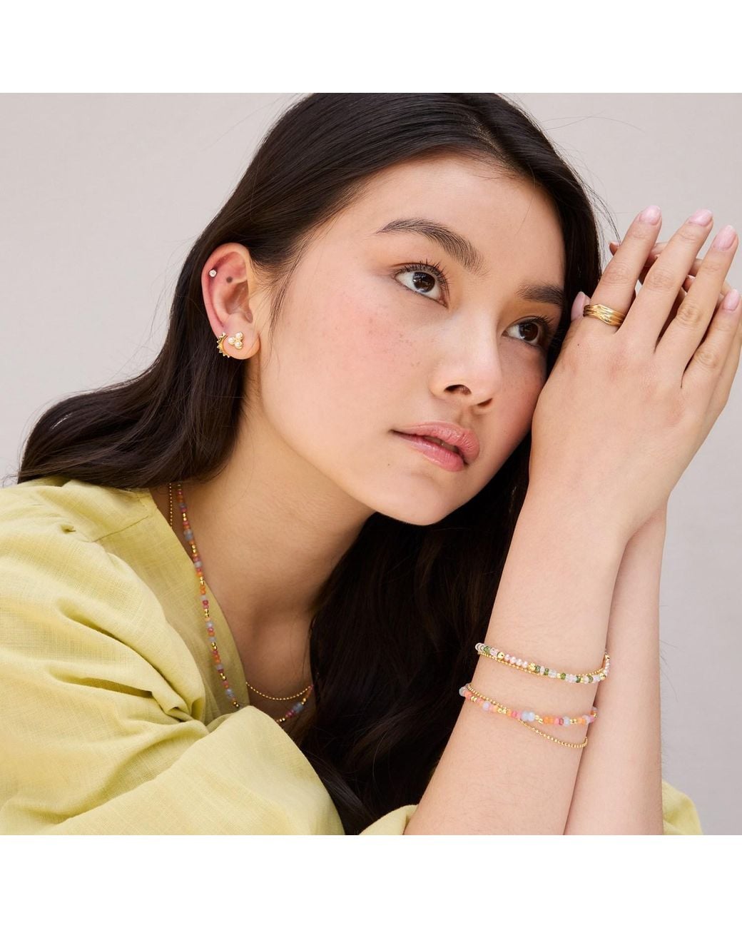 Dower & Hall Metallic Star Huggie Hoops