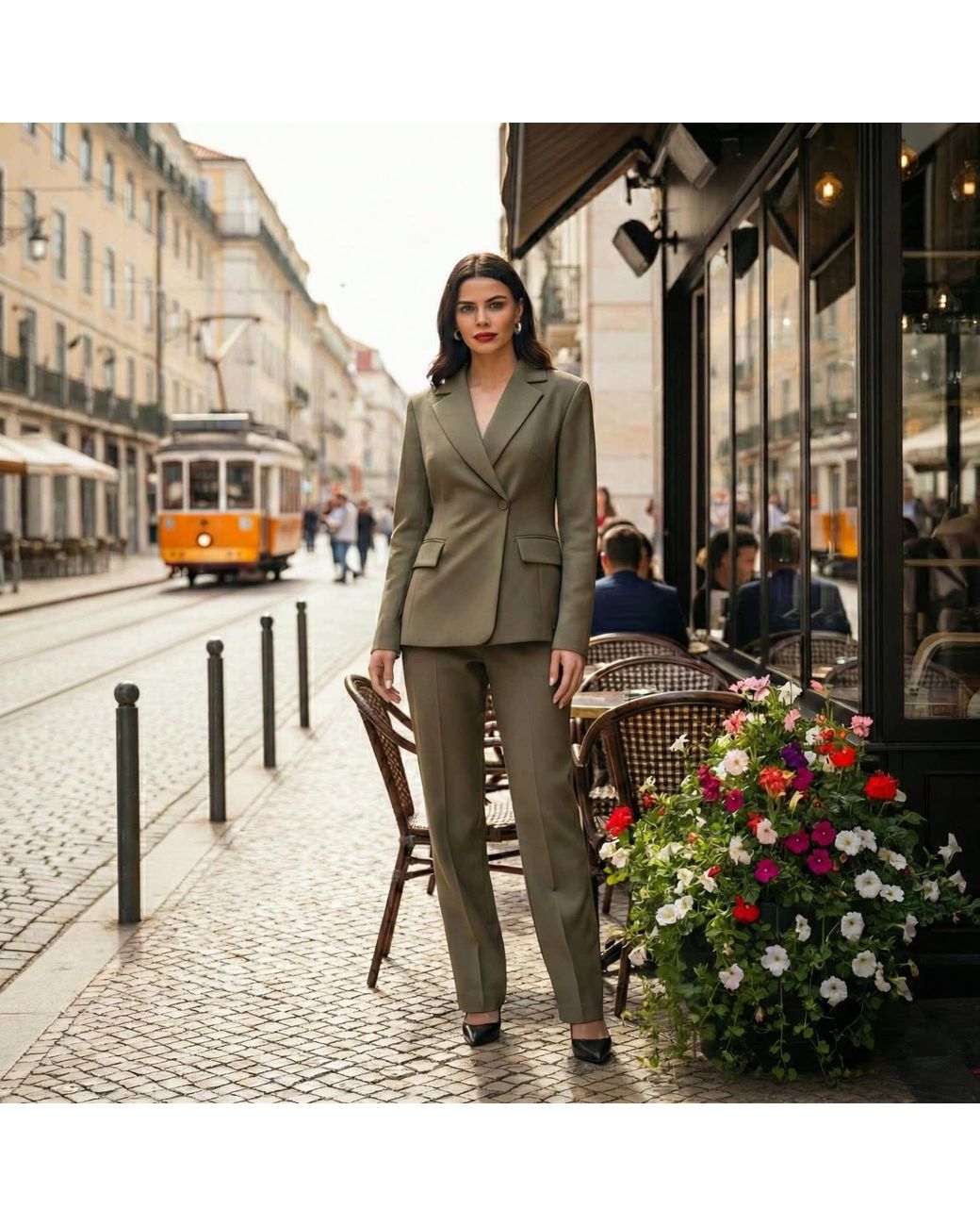 Aggi AGGI by HALEWSKI Ruta High-Waisted Straight-Leg Trousers in Green | Lyst UK