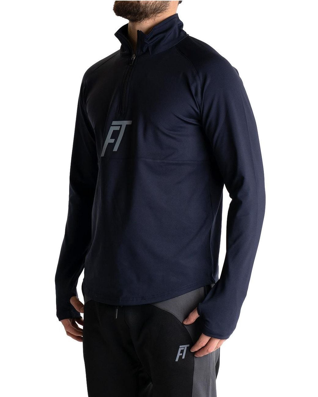 Foster Taylor Blue Ft Quarter Zip Mock Neck for men