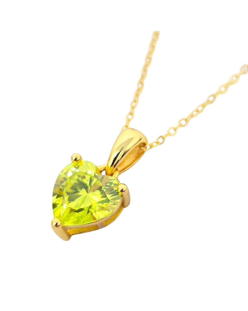 Sophelia Yellow Peridot August Birthstone Love Heart Pendant Necklace