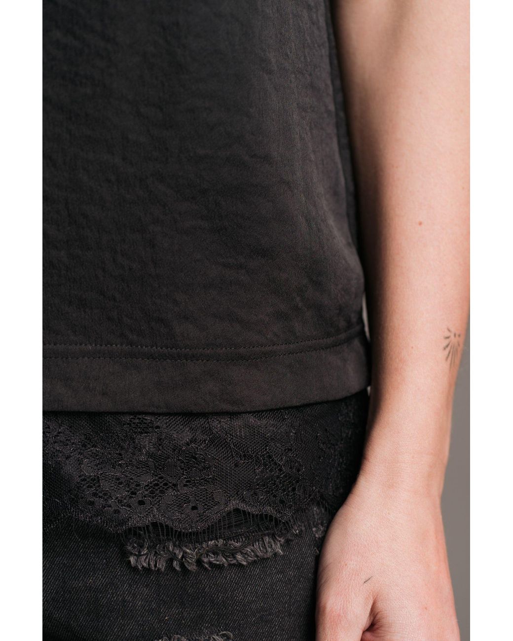 Little Lies Black Nightbird Lace Trim Cami Top