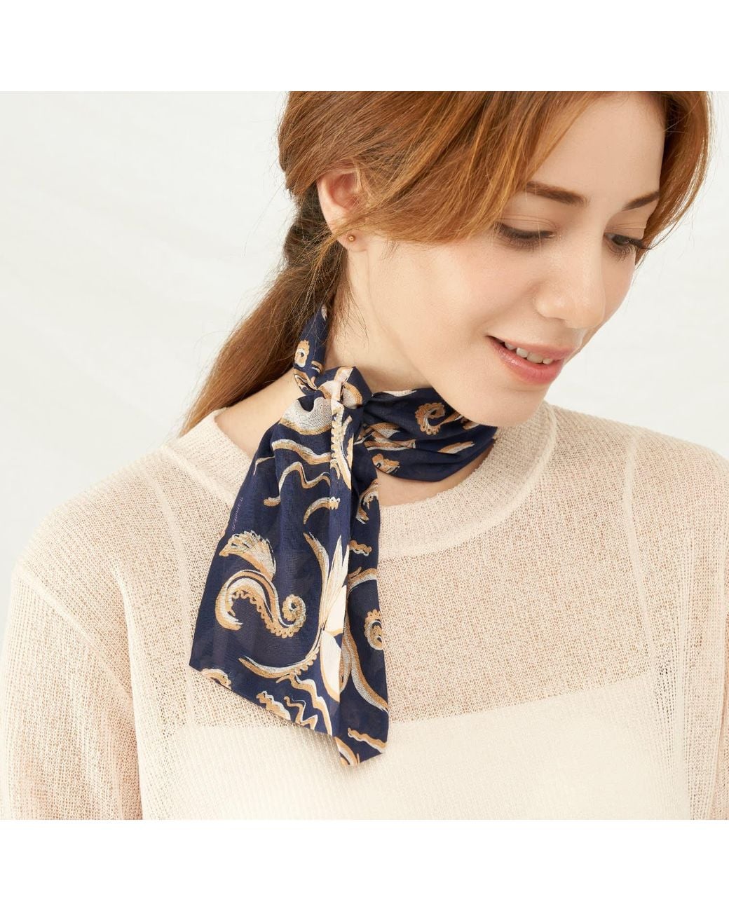 Maraethra Blue Dancing Floral Cotton Tie Scarf