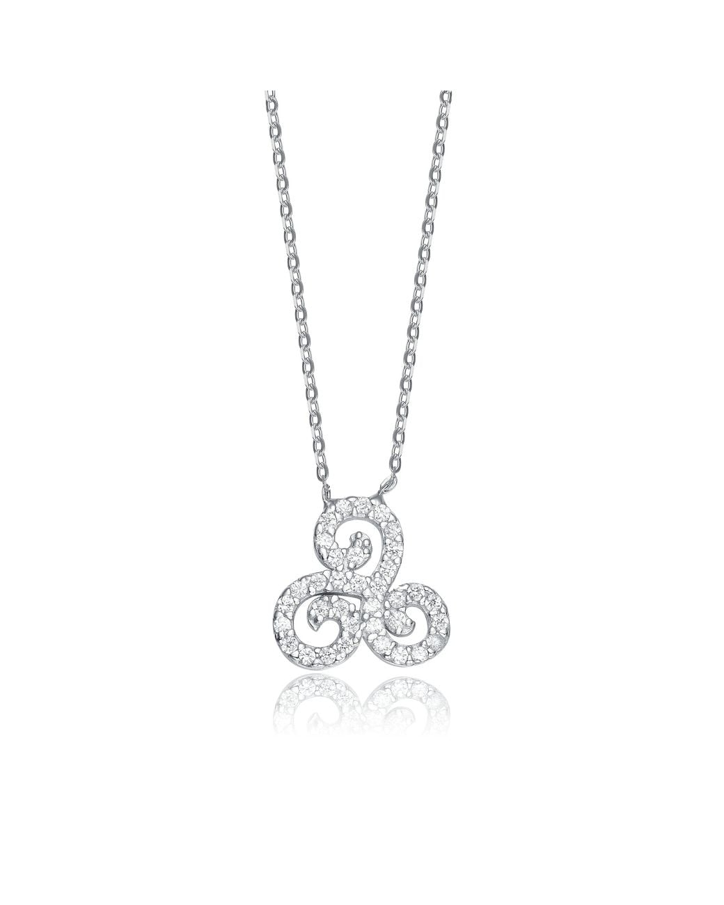 Genevive Jewelry White Overlay Clear Cubic Zirconia Triple Knot Necklace
