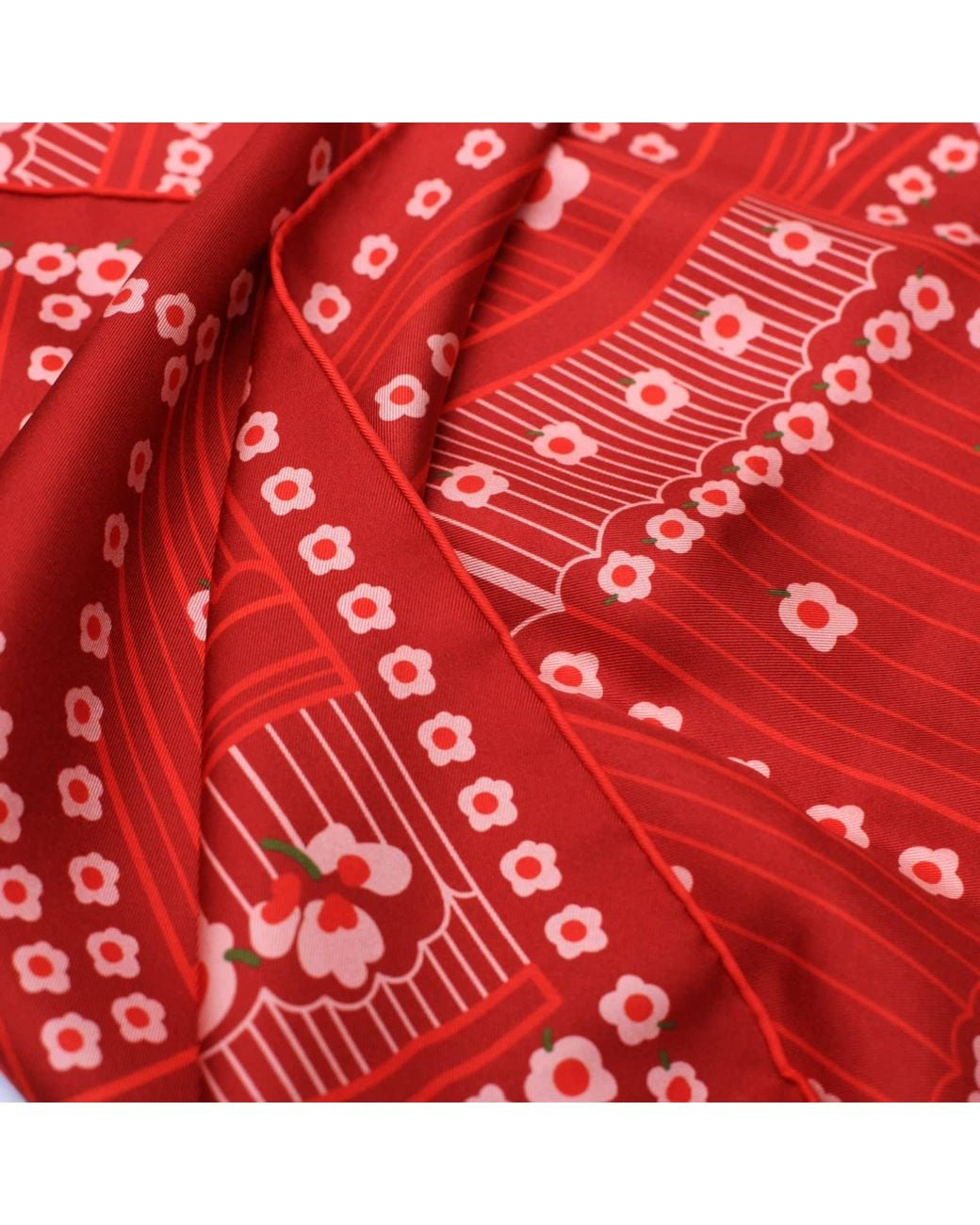 Jessie Zhao New York Red Scarlet Rhythm Double Sided Silk Scarf
