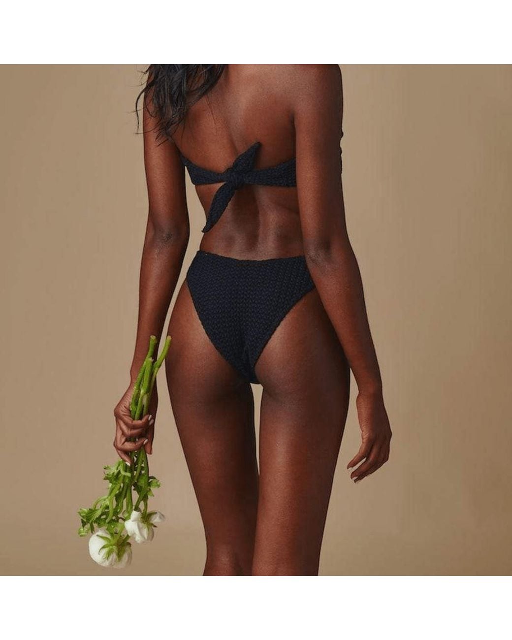 Montce Black Crochet Lulu Zig Zag Stitch Bikini Bottom