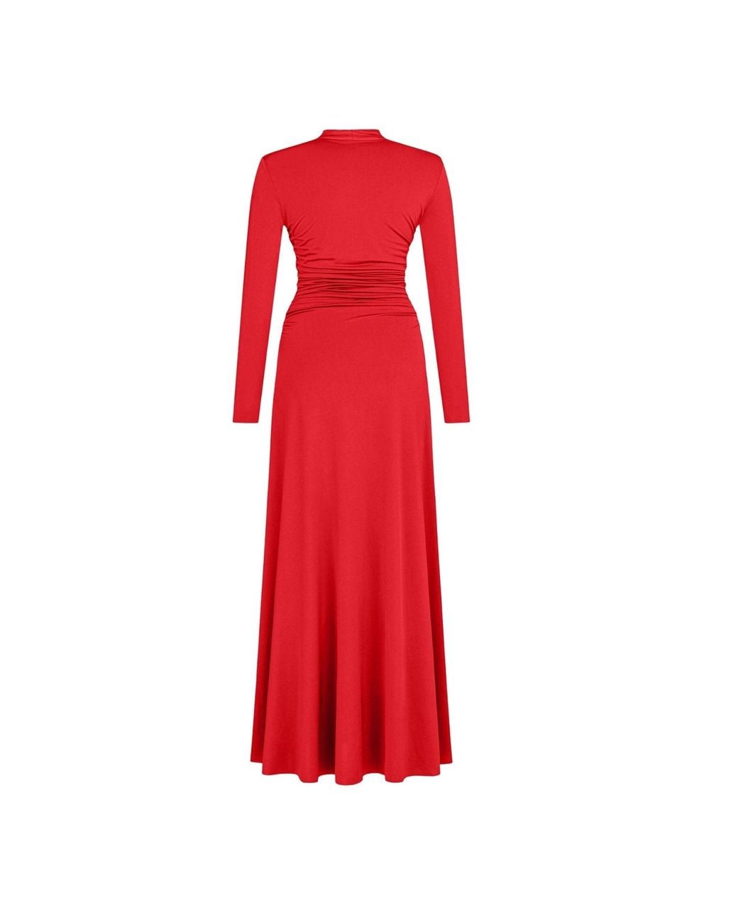 Nocturne Red Draped V-Neck Maxi Dress