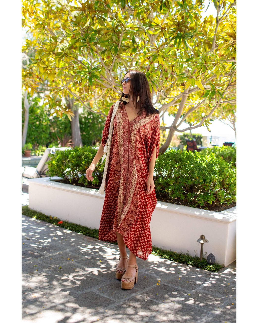 Jennafer Grace Red Artemis Ochre Paisley Caftan