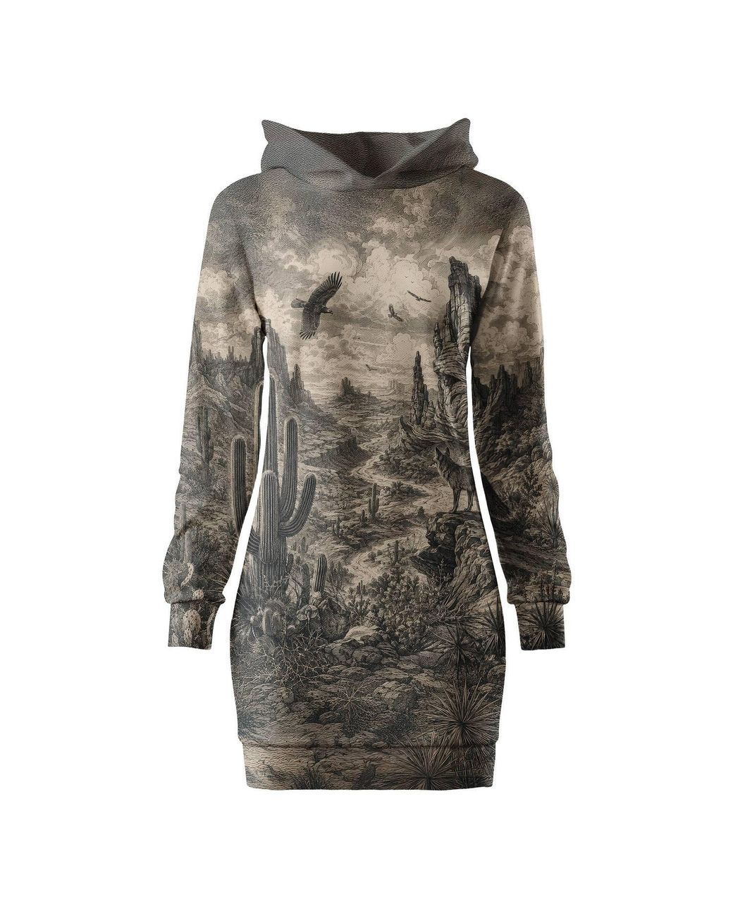 Aloha From Deer Gray Desert Howl Oversize Hoodie Dress